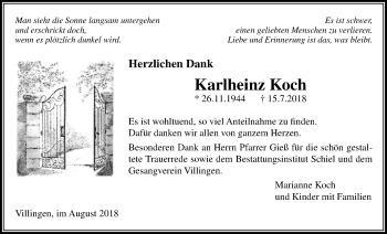 Traueranzeige von Karlheinz Koch von Licher Wochenblatt, Licher Wochenblatt, Licher Wochenblatt