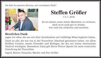 Traueranzeige von Steffen Größer von Giessener Allgemeine, Alsfelder Allgemeine