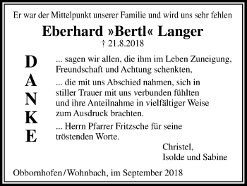 Traueranzeige von Eberhard 