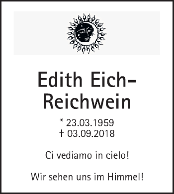 Traueranzeige von Edith Eich-Reichwein von Wetterauer Zeitung, Wetterauer Zeitung