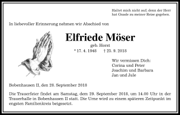 Traueranzeige von Elfriede Möser von Alsfelder Allgemeine