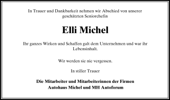 Traueranzeige von Elli Michel von Giessener Allgemeine, Alsfelder Allgemeine