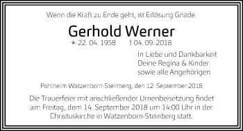 Traueranzeige von Gerhold Werner von Giessener Allgemeine, Alsfelder Allgemeine