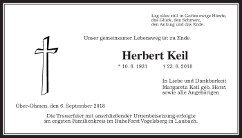Traueranzeige von Herbert Keil von Mücker Stimme