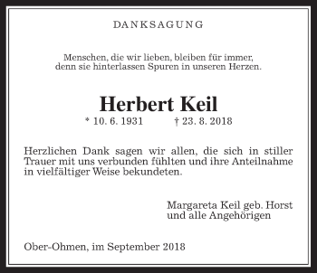 Traueranzeige von Herbert Keil von Mücker Stimme