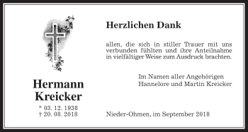 Traueranzeige von Hermann Kreicker von Mücker Stimme