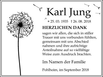 Traueranzeige von Karl Jung von Pohlheimer Nachrichten