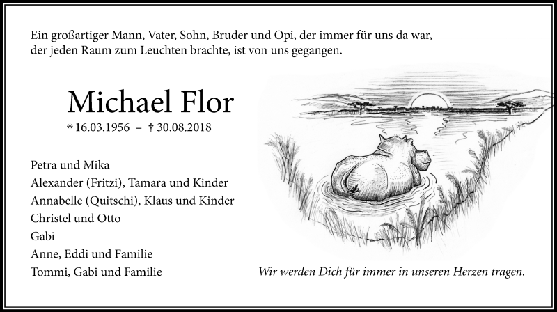  Traueranzeige für Michael Flor vom 08.09.2018 aus Wetterauer Zeitung, Wetterauer Zeitung
