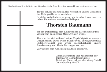 Traueranzeige von Thorsten Baumann von Wetterauer Zeitung, Wetterauer Zeitung