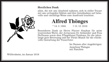Traueranzeige von Alfred Thönges von Wetterauer Zeitung, Wetterauer Zeitung
