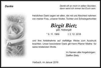 Traueranzeige von Birgit Bietz von Giessener Allgemeine, Alsfelder Allgemeine