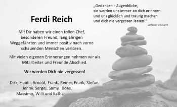 Traueranzeige von Ferdinand Reich von Wetterauer Zeitung, Wetterauer Zeitung