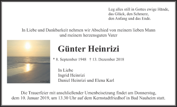 Traueranzeige von Günter Heinrizi von Wetterauer Zeitung, Wetterauer Zeitung