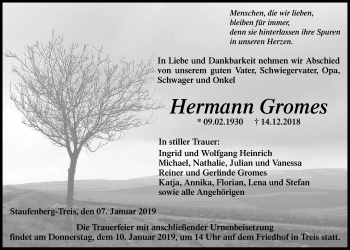 Traueranzeige von Hermann Gromes von Giessener Allgemeine, Alsfelder Allgemeine