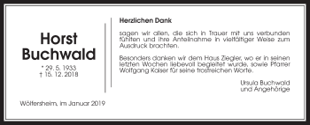 Traueranzeige von Horst Buchwald von Wetterauer Zeitung, Wetterauer Zeitung