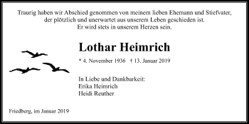 Traueranzeige von Lothar Heimrich von Wetterauer Zeitung, Wetterauer Zeitung