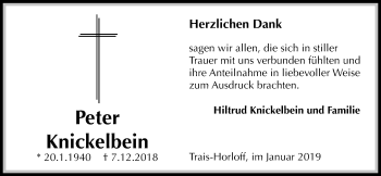 Traueranzeige von Peter Knickelbein von Licher Wochenblatt, Licher Wochenblatt, Licher Wochenblatt