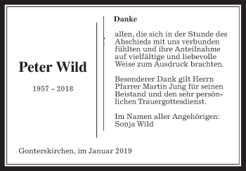 Traueranzeige von Peter Wild von Laubacher Anzeiger