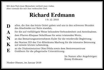 Traueranzeige von Richard Erdmann von Mücker Stimme