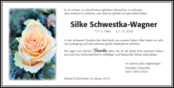 Traueranzeige von Silke Schwestka-Wagner von Giessener Allgemeine, Alsfelder Allgemeine