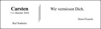 Traueranzeige von Carsten Brodt von Wetterauer Zeitung