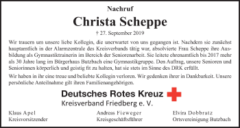 Traueranzeige von Christa Scheppe von Wetterauer Zeitung