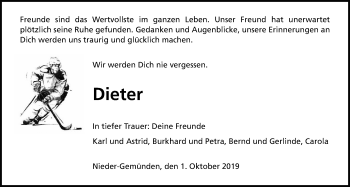 Traueranzeige von Dieter Renz von Alsfelder Allgemeine