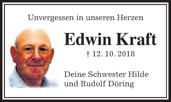 Traueranzeige von Edwin Kraft von Wetterauer Zeitung
