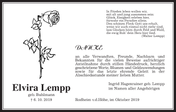 Traueranzeige von Elvira Lempp von Wetterauer Zeitung