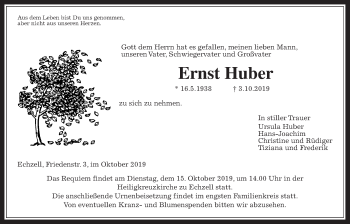 Traueranzeige von Ernst Huber von Wetterauer Zeitung