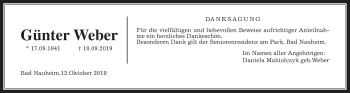 Traueranzeige von Günter Weber von Wetterauer Zeitung
