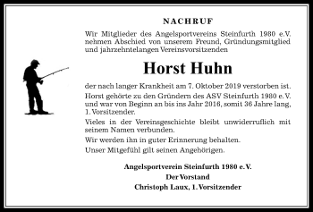 Traueranzeige von Horst Huhn von Wetterauer Zeitung
