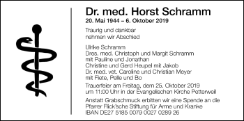 Traueranzeige von Horst Schramm von Wetterauer Zeitung