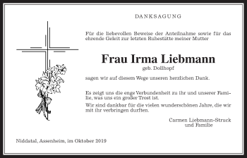 Traueranzeige von Irma Liebmann von Wetterauer Zeitung