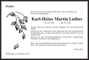 Traueranzeige von Karl-Heinz Martin Luther von Wetterauer Zeitung