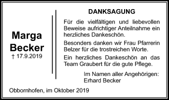 Traueranzeige von Marga Becker von Licher Wochenblatt