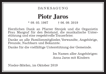 Traueranzeige von Piotr Jaros von Wetterauer Zeitung