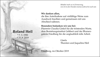 Traueranzeige von Roland Heil von Wetterauer Zeitung