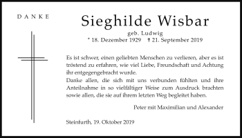 Traueranzeige von Sieghilde Wisbar von Wetterauer Zeitung