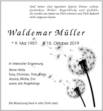 Traueranzeige von Waldemar Müller von Licher Wochenblatt