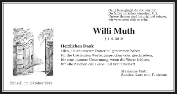 Traueranzeige von Willi Muth von Wetterauer Zeitung