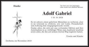Traueranzeige von Adolf Gabriel von Wetterauer Zeitung