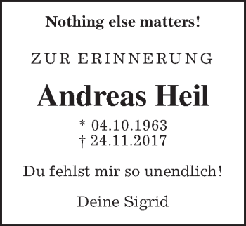 Traueranzeige von Andreas Heil von Wetterauer Zeitung