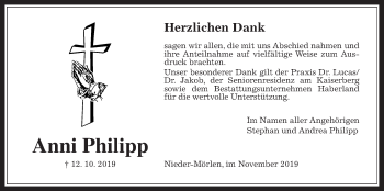 Traueranzeige von Anni Philipp von Wetterauer Zeitung