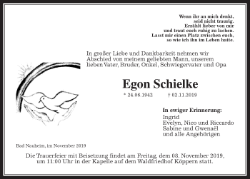 Traueranzeige von Egon Schielke von Wetterauer Zeitung