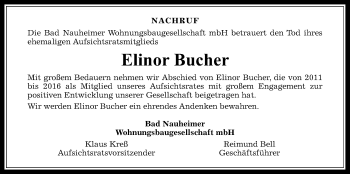 Traueranzeige von Elinor Bucher von Wetterauer Zeitung