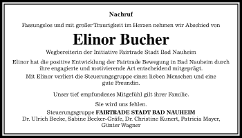 Traueranzeige von Elinor Bucher von Wetterauer Zeitung