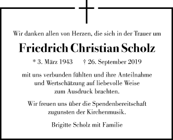 Traueranzeige von Friedrich Christian Scholz von Wetterauer Zeitung