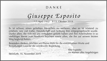 Traueranzeige von Giuseppe Esposito von Wetterauer Zeitung