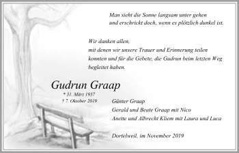 Traueranzeige von Gudrun Graap von Bad Vilbel/Karben